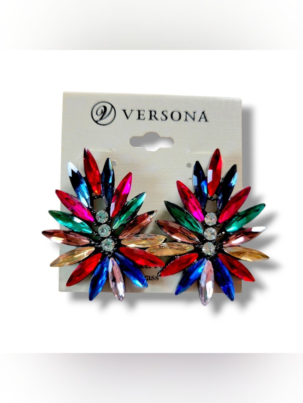 Versona | NWOT Pretty Rainbow Crystal Floral Burst Stud Earrings